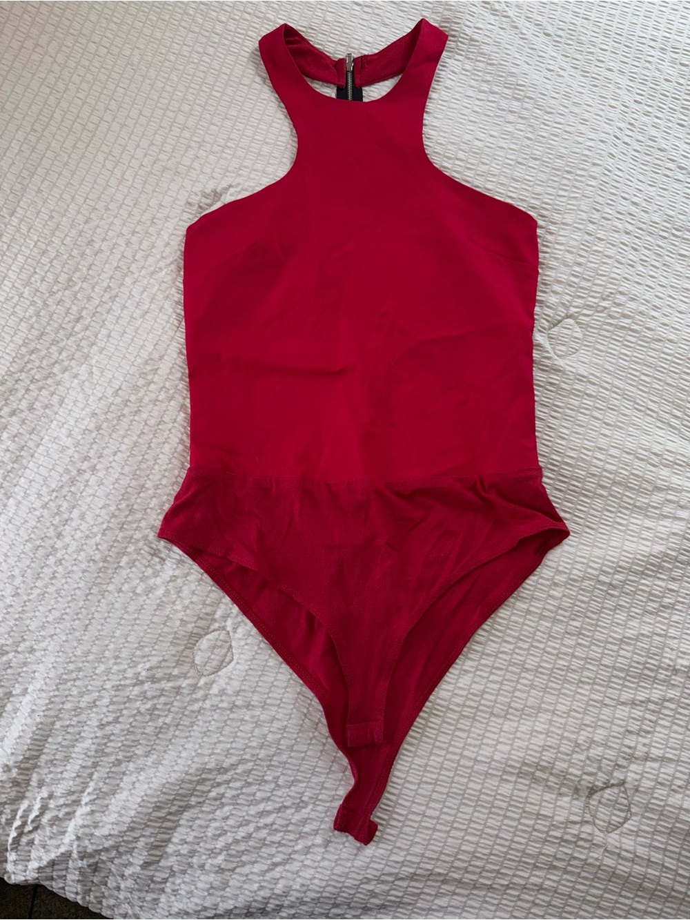 Charlotte Russe Vintage Y2K Red Cutaway Bodysuit Exposed Zip small